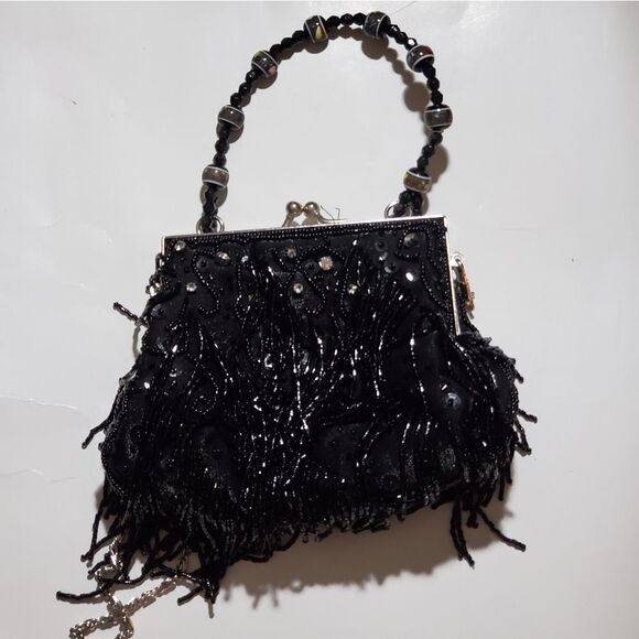 Handbags - Kiss Lock Crossbody & Handbag Beaded pouch Rhinestone